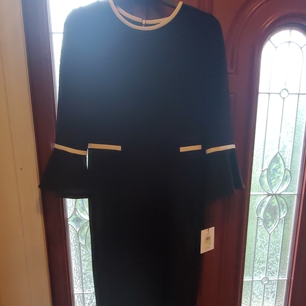 Black formal bell sleeve dress